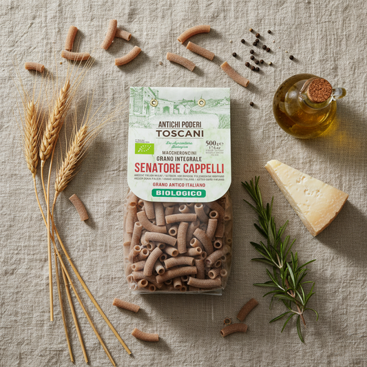 Senatore Cappelli Maccheroncini packaging flat lay