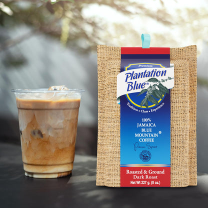Plantation Blue® 100% Jamaica Blue Mountain Dark Roast Ground Coffee – 8oz | JACRA Certified