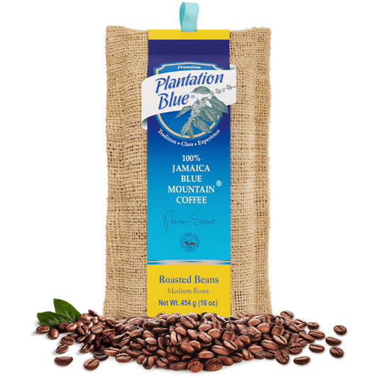 Plantation Blue® 100% Jamaica Blue Mountain Whole Bean Coffee – 16oz | Medium Roast