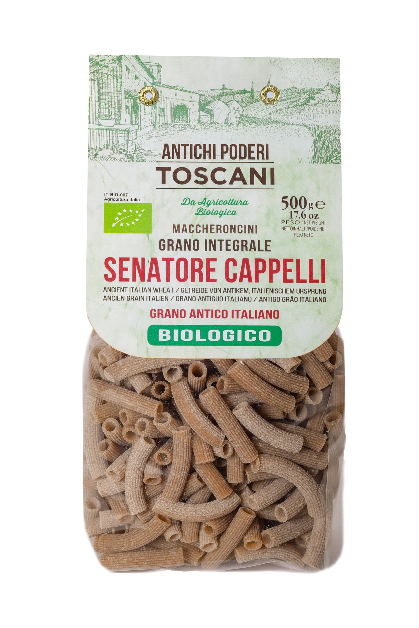 Senatore Cappelli Whole Wheat Maccheroncini | Antichi Poderi Toscani | Heritage Grain Pasta 500g