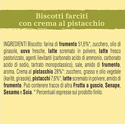 Mulino Bianco Biscotti Baiocchi With Pistachio Cream, Biscotti con Pistacchio e Pastafrolla Ideali per Colazione o Merenda, Senza Olio di Palma, 1 Sacchetto da 240g