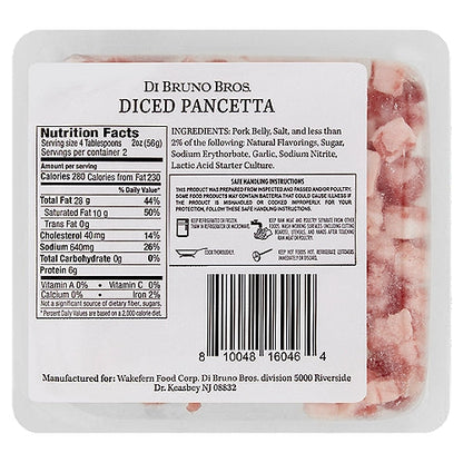 Di Bruno Bros. Diced Pancetta | Italian Cured Pork Belly | 4oz