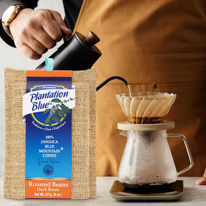 Plantation Blue® 100% Jamaica Blue Mountain Dark Roast Whole Bean Coffee – 8oz