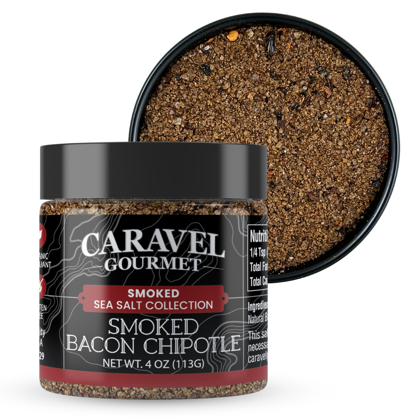 Smoked Bacon Chipotle Sea Salt – Bold & Smoky Finishing Salt | 4 oz Jar