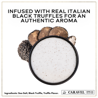 Black Truffle Sea Salt by Caravel Gourmet | Solar-Evaporated Sea Salt & Black Truffle (6 oz)