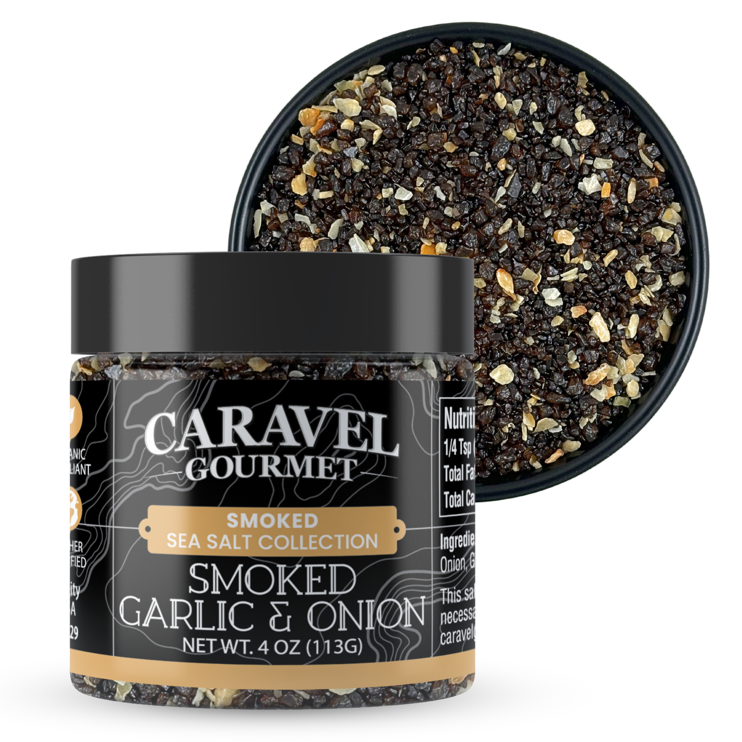 Smoked Garlic & Onion Sea Salt – Hardwood-Smoked Finishing Salt | 4 oz Jar