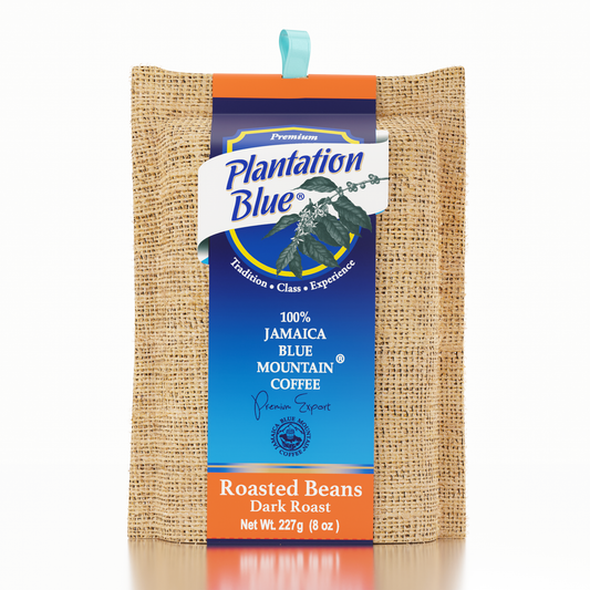 Plantation Blue® 100% Jamaica Blue Mountain Dark Roast Whole Bean Coffee – 8oz