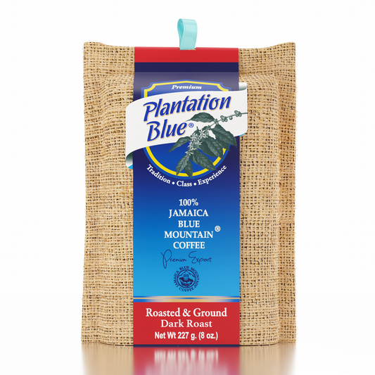 Plantation Blue® 100% Jamaica Blue Mountain Dark Roast Ground Coffee – 8oz | JACRA Certified