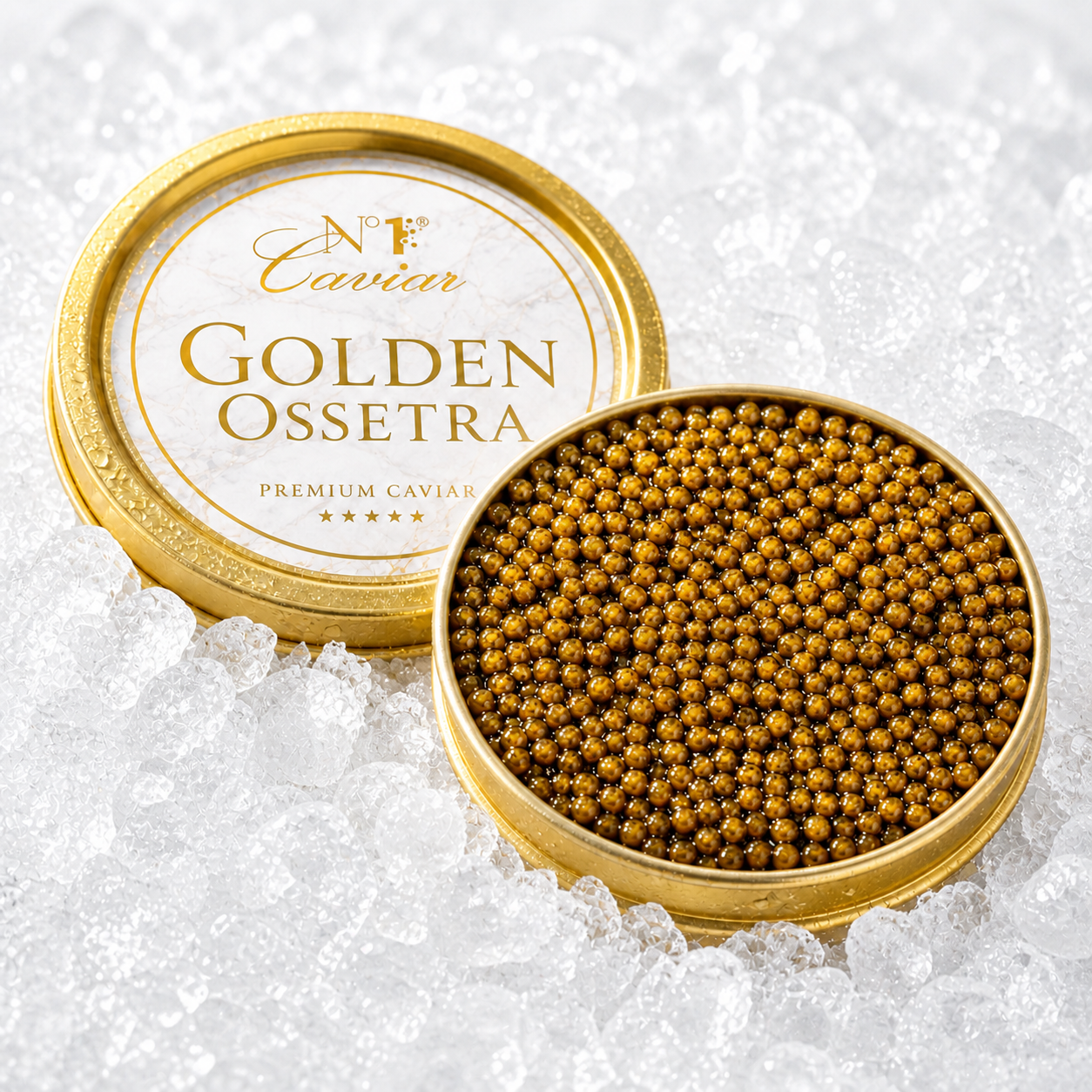 Golden Osetra Caviar | Rarest Osetra | Bright Golden Pearls | Number One Caviar