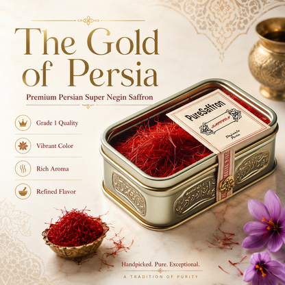 Persian Pure Saffron – Grade 1 Super Negin Threads, All-Natural Premium Saffron with Exceptional Aroma, Flavor & Color
