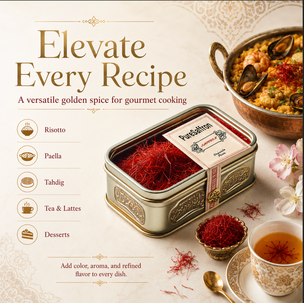 Persian Pure Saffron – Grade 1 Super Negin Threads, All-Natural Premium Saffron with Exceptional Aroma, Flavor & Color