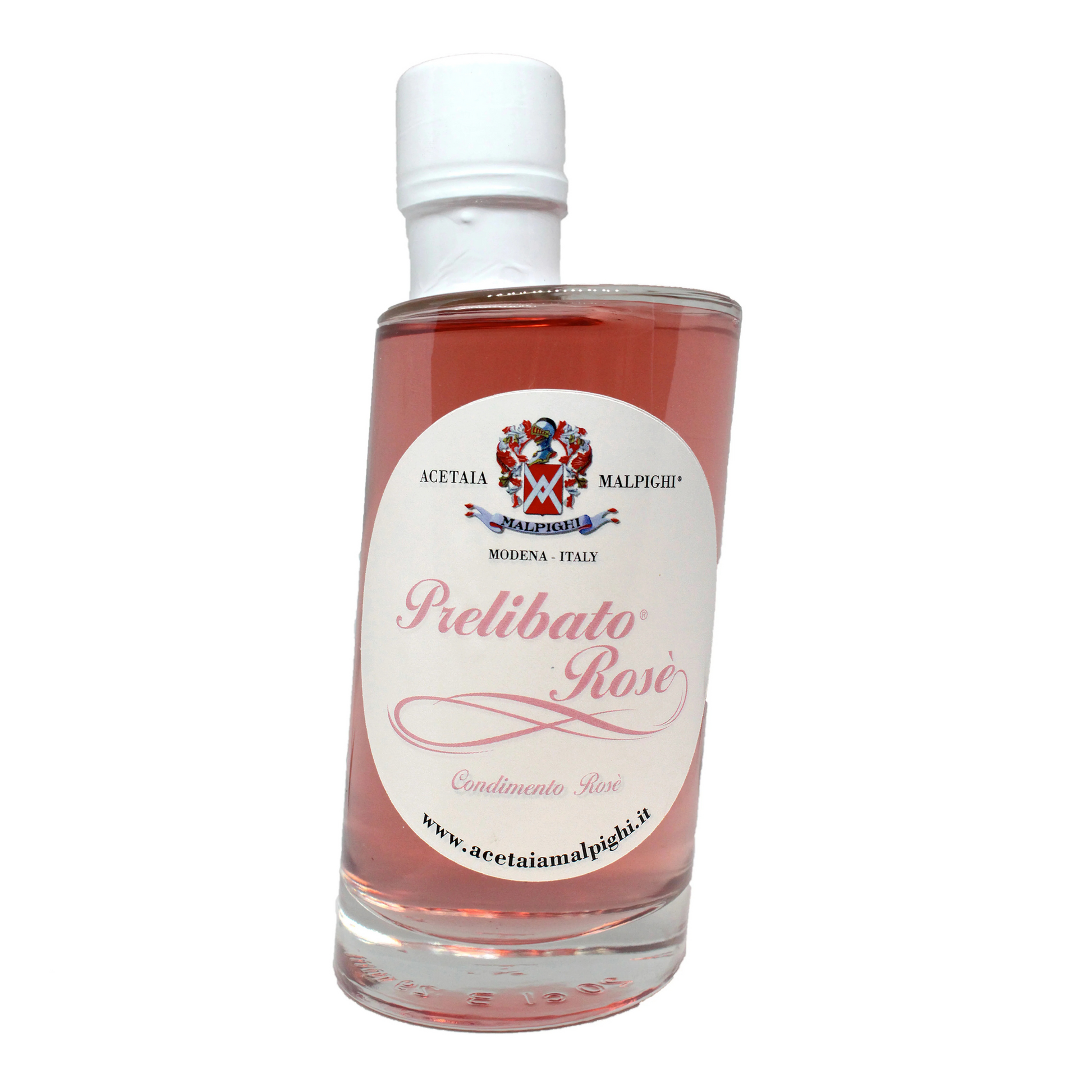 Bottle of 'Prelibato Rosé' with a white label on a white background