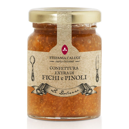 Jar of confiture with a gold lid on a white background