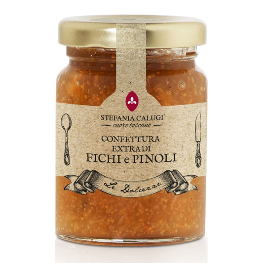 Jar of confiture with a gold lid on a white background