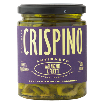 Famiglia Crispino Sliced Eggplant Antipasto — Marinated Italian Melanzane in Olive Oil