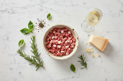 Diced Prosciutto Flat Lay