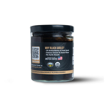Organic Black Garlic Purée Paste in Glass Jar Umami for Easy Cooking 7 oz
