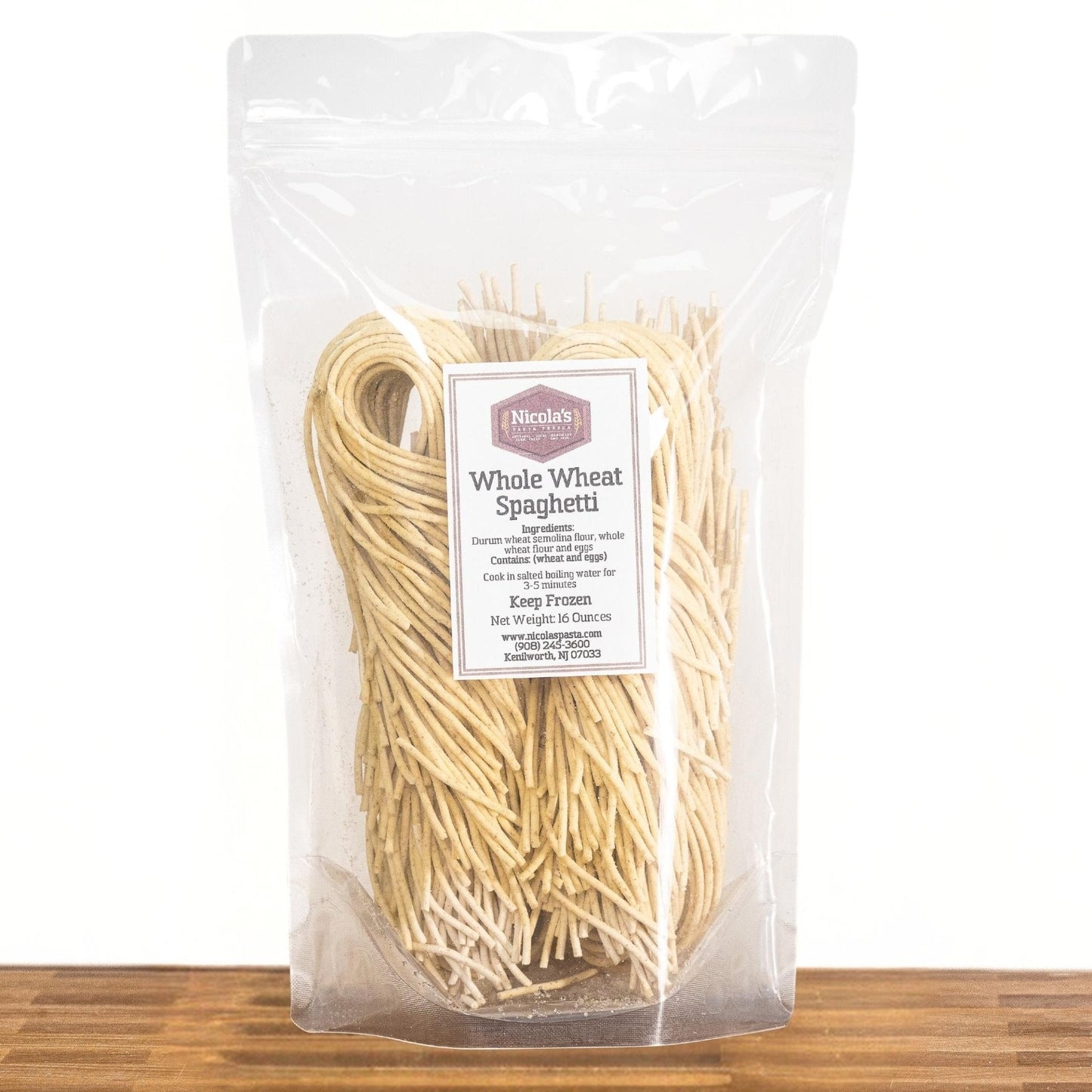 Fresh Whole Wheat Spaghetti | Organic Stoneground Pennsylvania Whole Wheat, Local Farm Eggs – Dairy-Free, Vegetarian (1 lb, 3-4 Servings)
