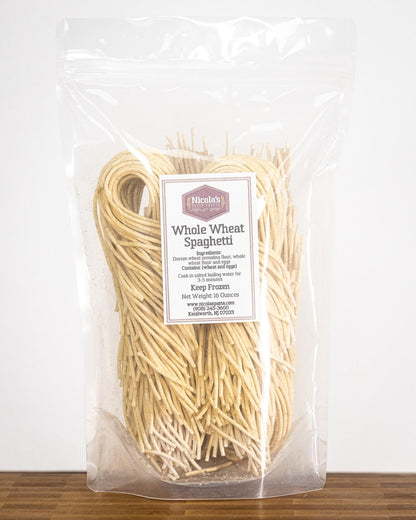 Fresh Whole Wheat Spaghetti | Organic Stoneground Pennsylvania Whole Wheat, Local Farm Eggs – Dairy-Free, Vegetarian (1 lb, 3-4 Servings)